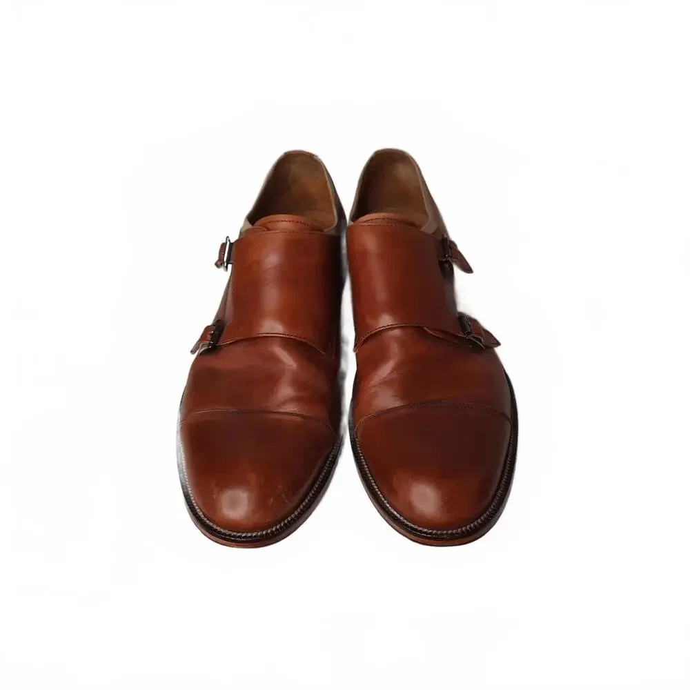 Johnston and Murphy Men's Brown Leather Double Monk‎ Strap 12